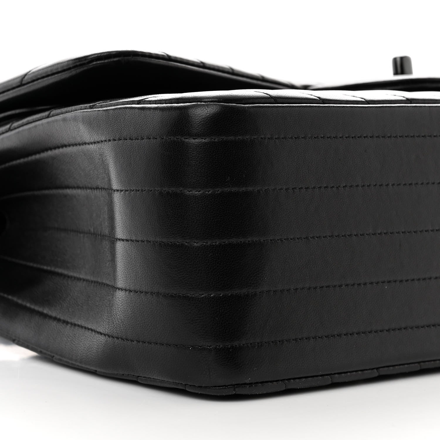 Chanel Lambskin Chevron Quilted Jumbo Double Flap So Black 9 of 13