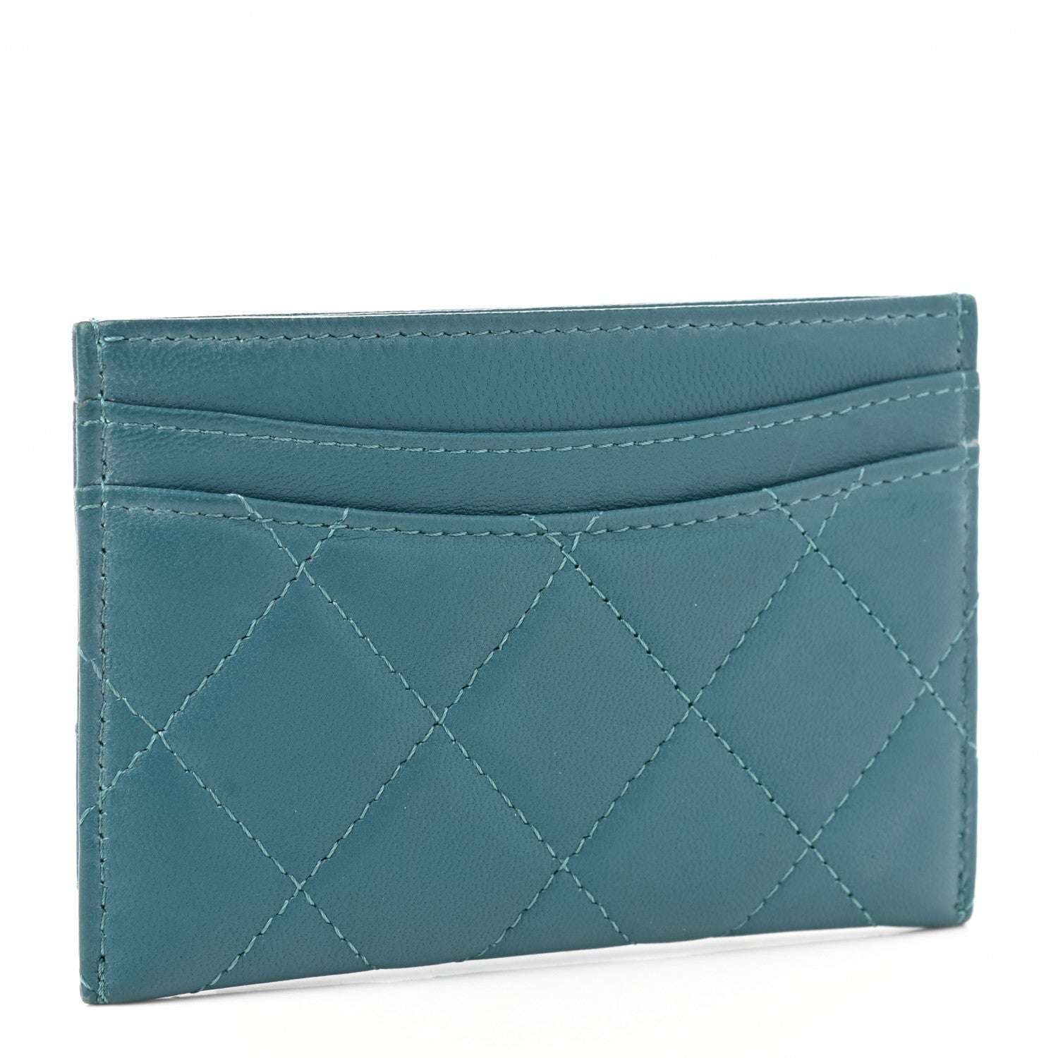 Chanel Lambskin Quilted Card Holder Blue 3 of 10