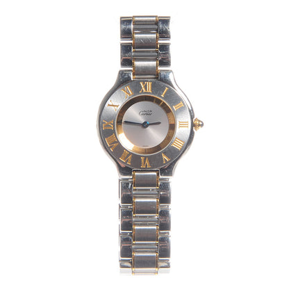 Cartier Stainless Steel 18K Yellow Gold 31mm Must De 21 Quartz Watch 3 of 9