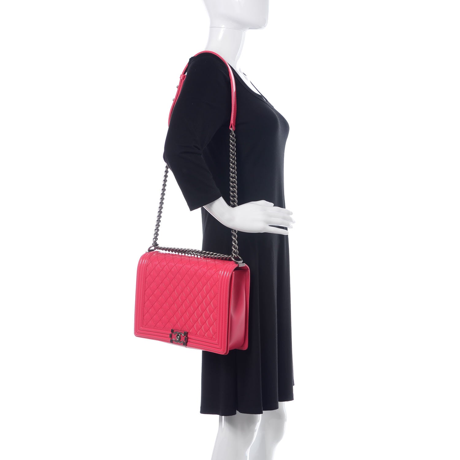 Chanel Patent Quilted Large Boy Flap Pink 2 of 11