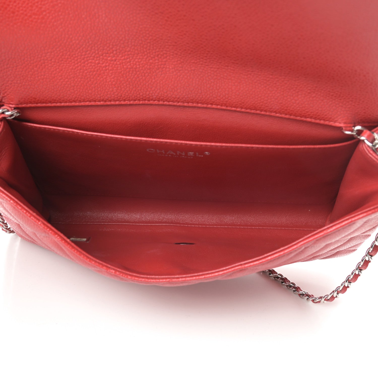 Chanel Caviar Quilted Clutch With Chain Flap Red 5 of 13