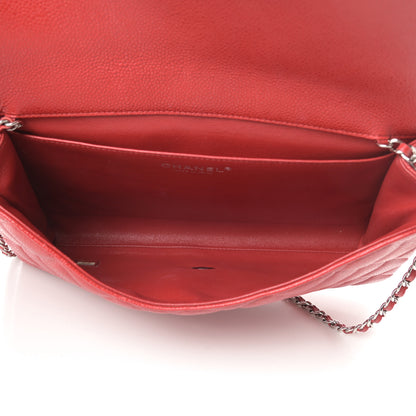 Chanel Caviar Quilted Clutch With Chain Flap Red 5 of 13