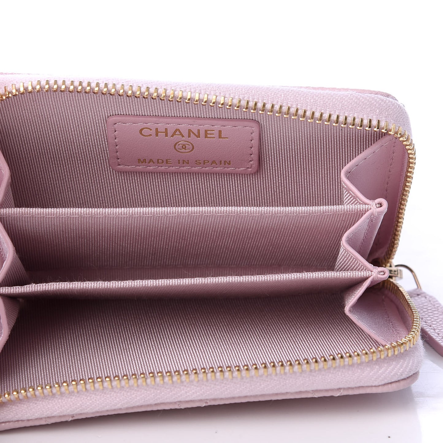 Caviar Quilted Zip Coin Purse Light Pink