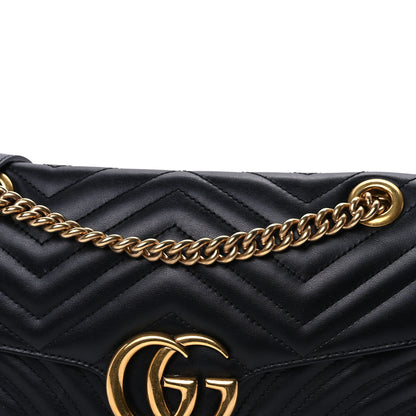 Gucci Calfskin Matelasse Small GG Marmont Shoulder Bag Black 6 of 8