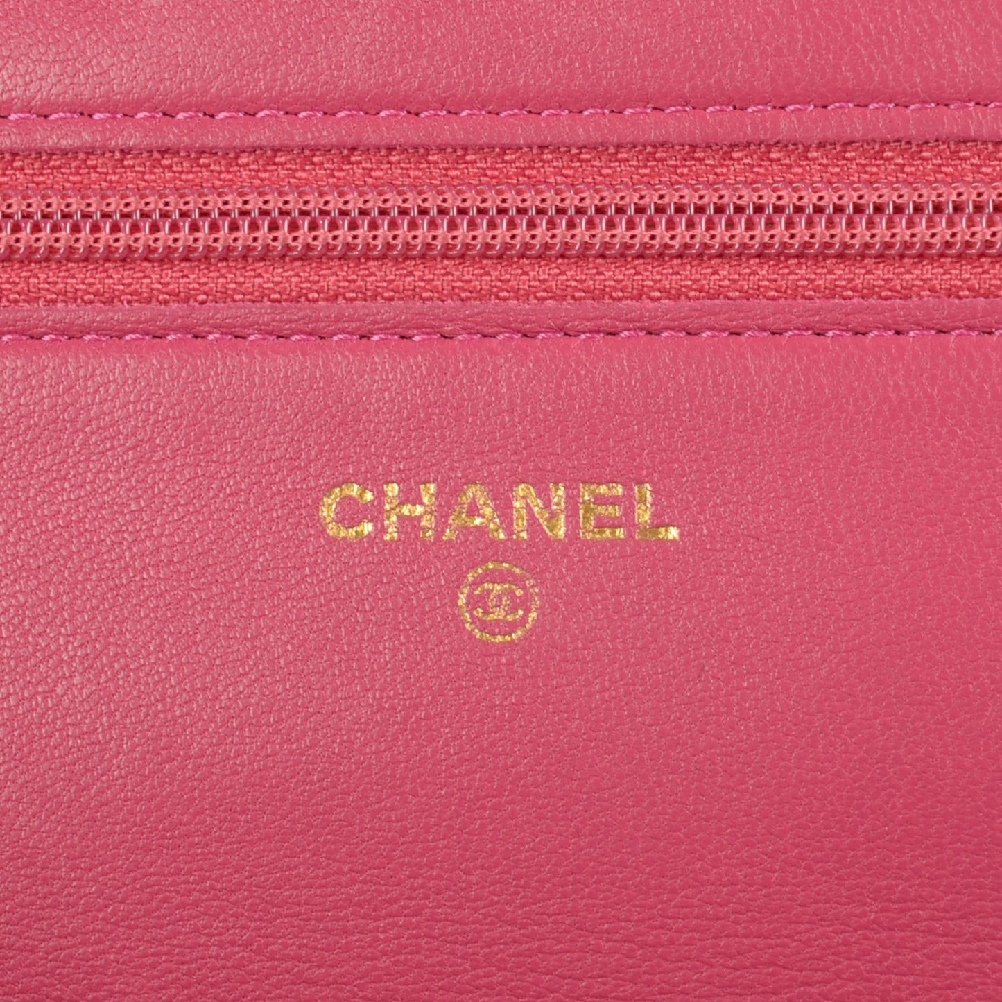 Lambskin Camellia Embossed Wallet On Chain WOC Pink