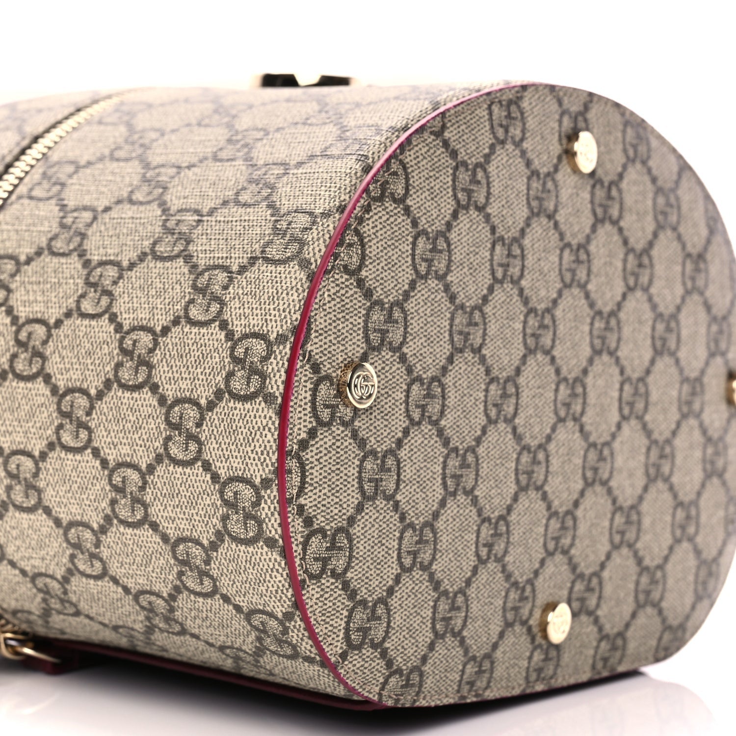 Gucci GG Supreme Monogram Ancora Calfskin Vanity Cosmetic Case Beige Ebony Rosso 7 of 8