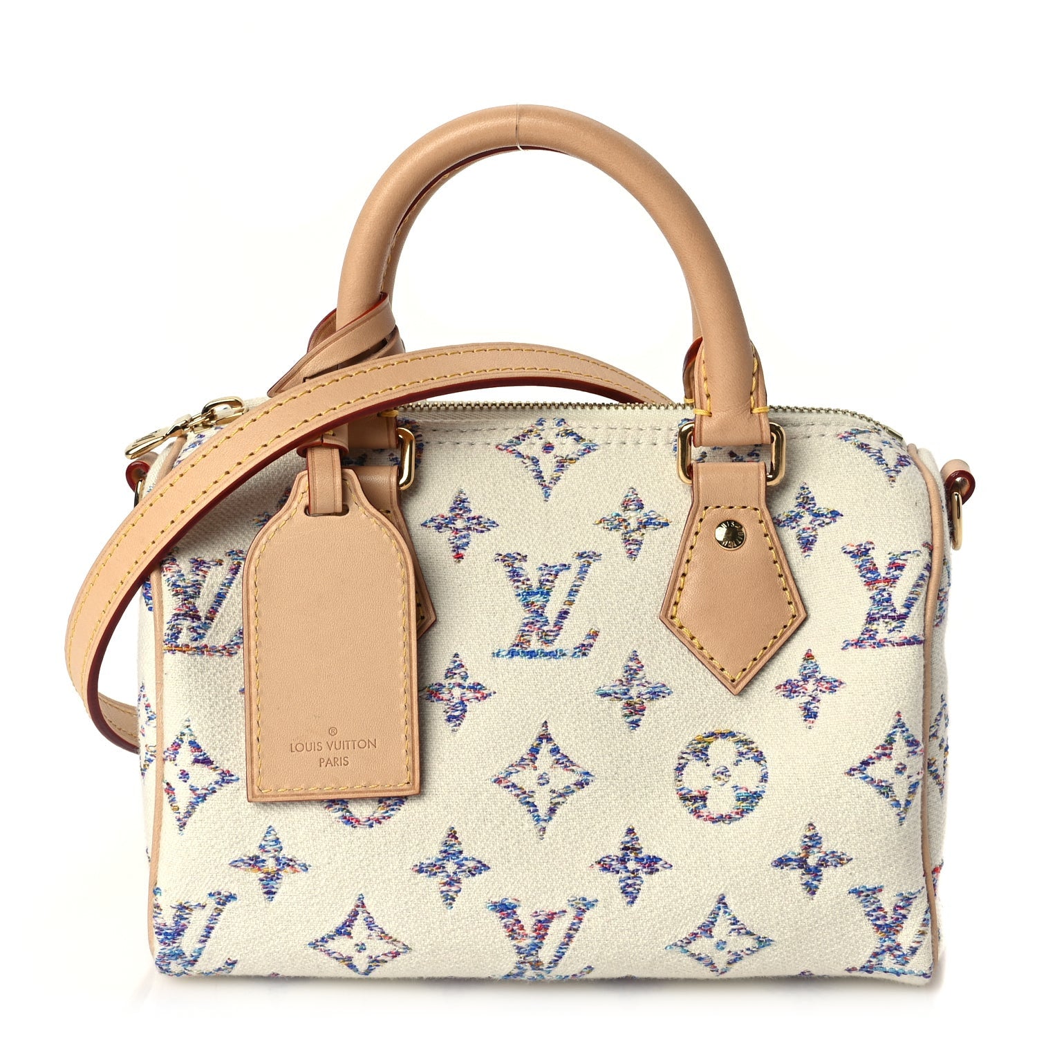 Louis Vuitton Monogram Jacquard Fabric Speedy Bandouliere 20 Multicolor Beige 1 of 8