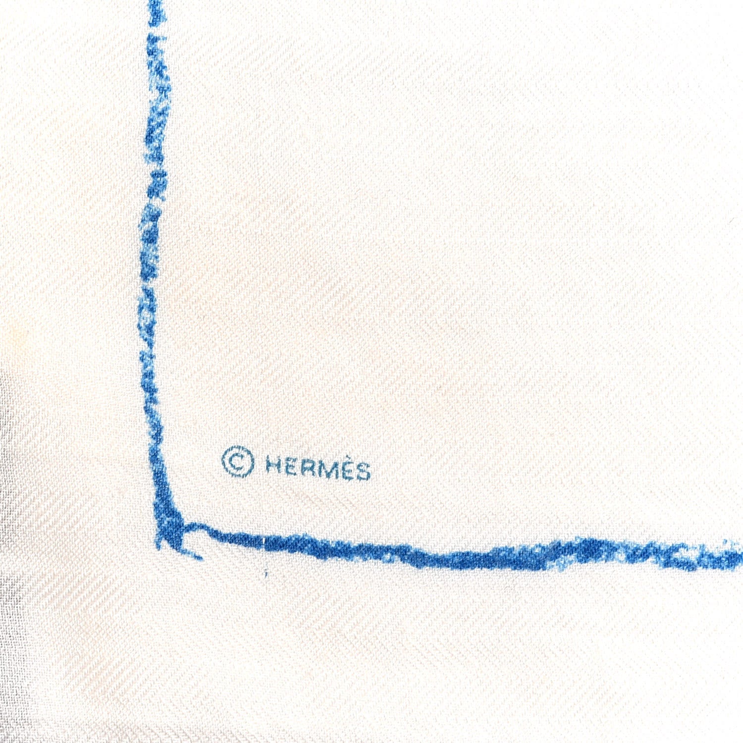 Hermes Cashmere Silk Pirouette au Galop Shawl 140 White Bleu Vert 3 of 4