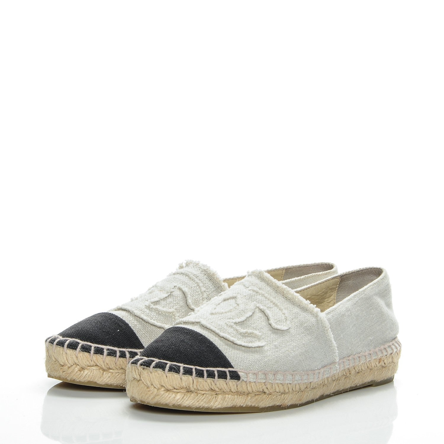 Chanel Toile CC Espadrilles 37 Beige Black 3 of 7