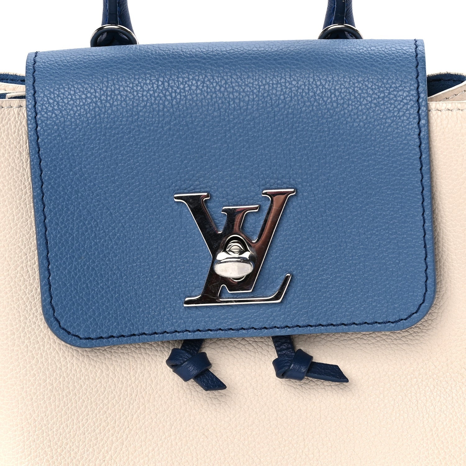 Louis Vuitton Calfskin Lockme Mini Backpack Blue Jean Creme 7 of 9