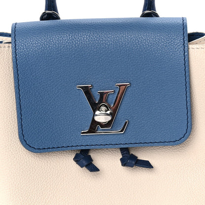 Louis Vuitton Calfskin Lockme Mini Backpack Blue Jean Creme 7 of 9