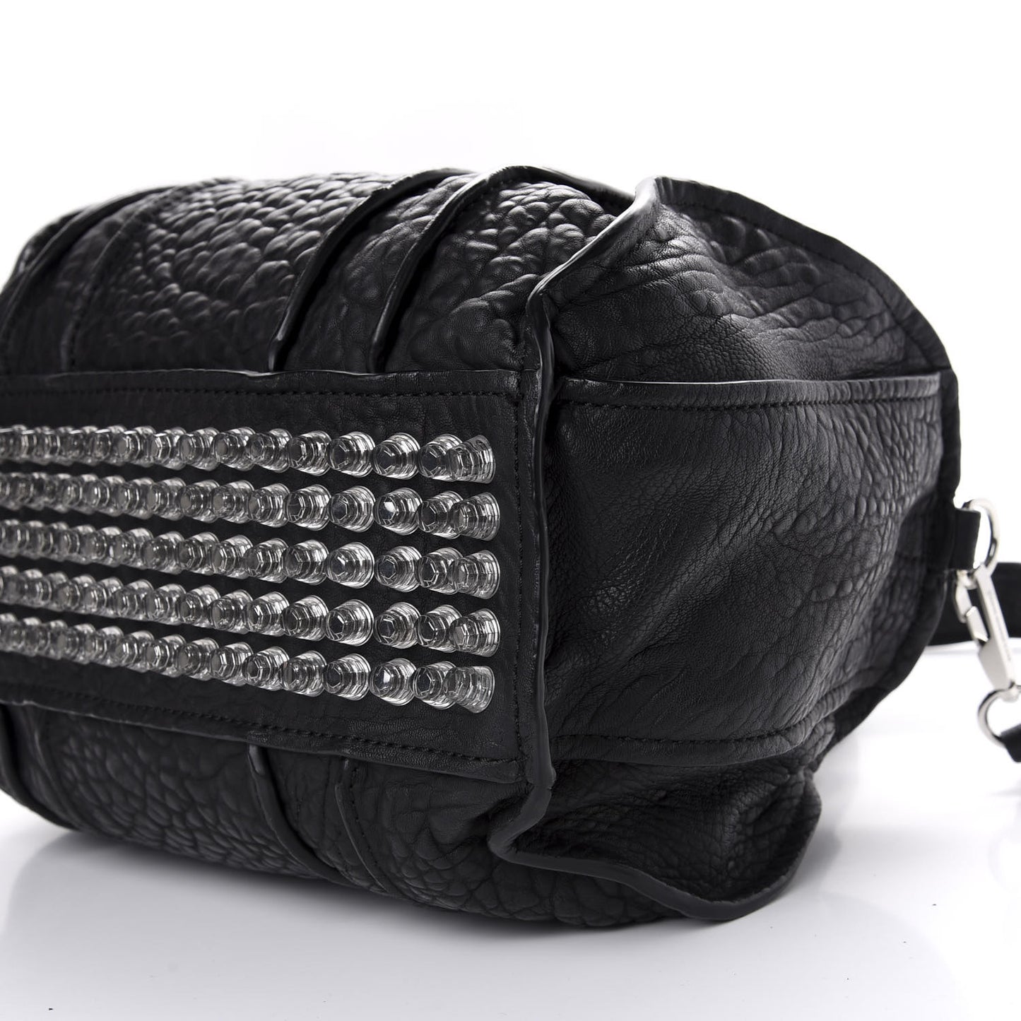 Pebbled Lambskin Inside Out Rocco Black Clear Resin Hardware