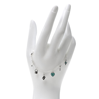 Tiffany Sterling Silver Enamel Love Notes Charm Bracelet Blue 2 of 6