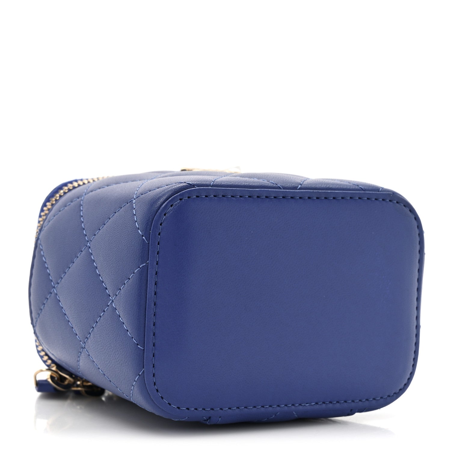Chanel Lambskin Quilted Top Handle Mini Vanity Case With Chain Blue 4 of 11