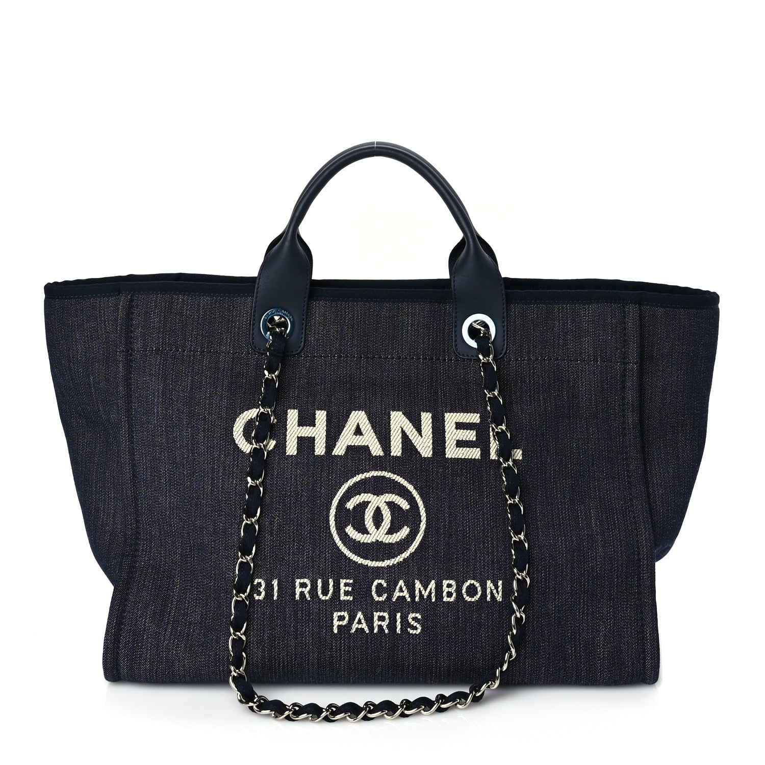 Chanel Denim Large Deauville Tote Dark Blue 1 of 8