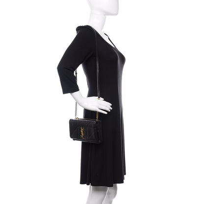 Saint Laurent Lambskin Patchwork Monogram Jamie Chain Wallet Black 2 of 11