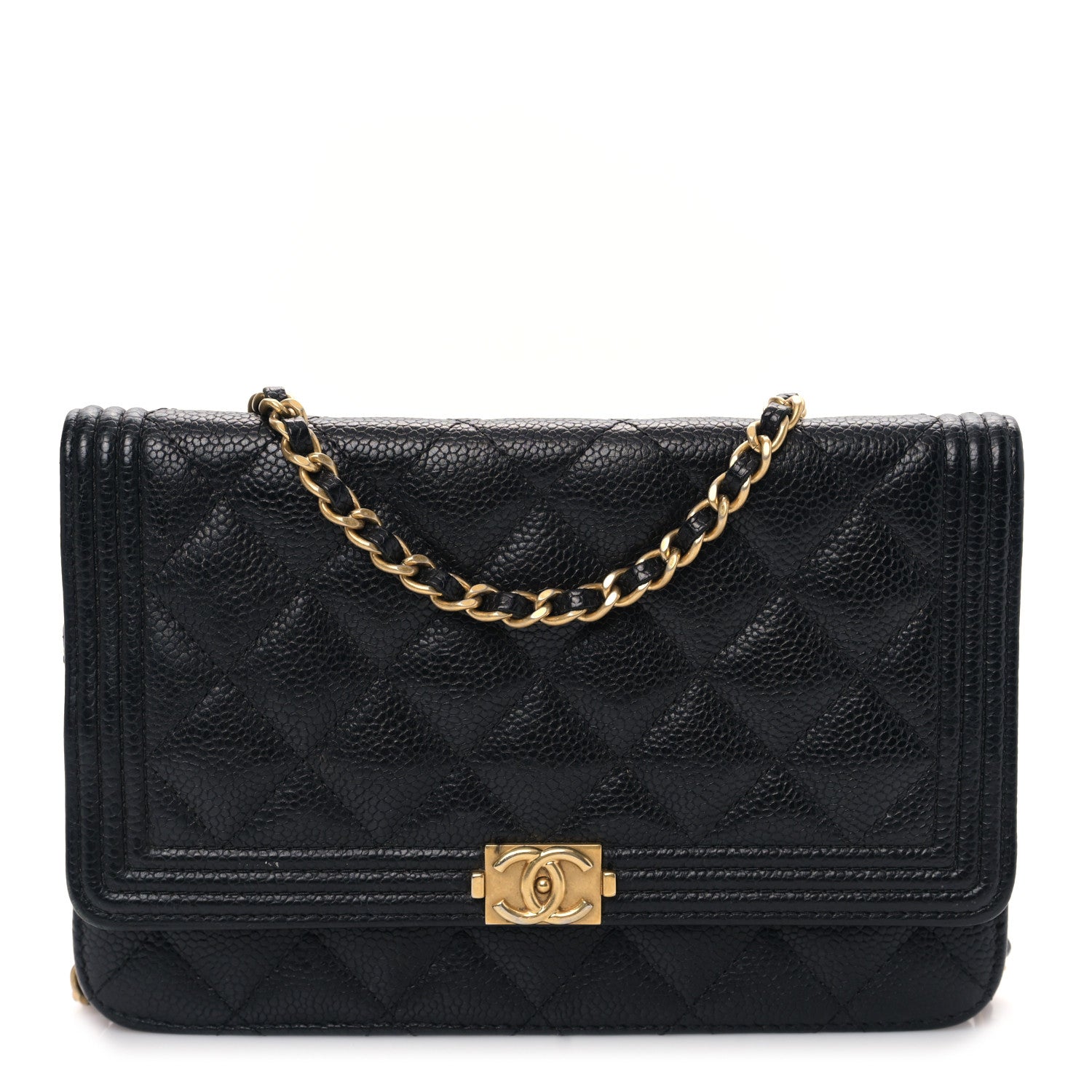 Chanel Caviar Quilted Boy Wallet On Chain WOC Black 1 of 9