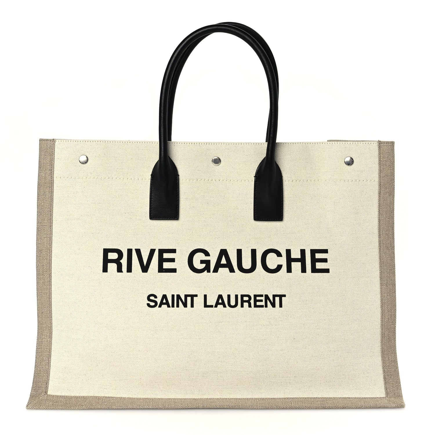Saint Laurent Linen Calfskin Rive Gauche Tote Optic White 1 of 8