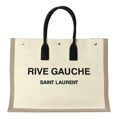 Saint Laurent Linen Calfskin Rive Gauche Tote Optic White 1 of 8