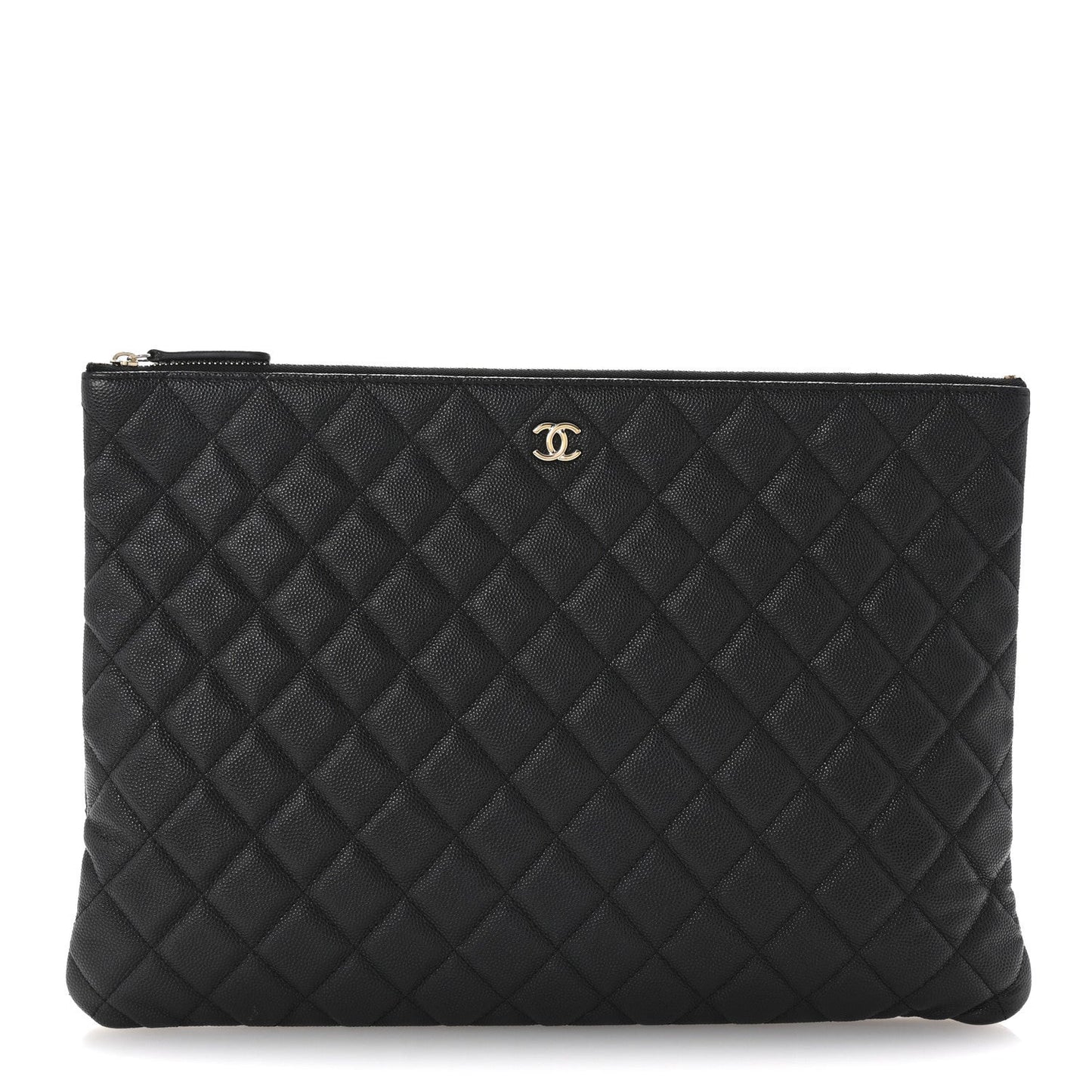 Caviar Quilted Large Cosmetic Case Black