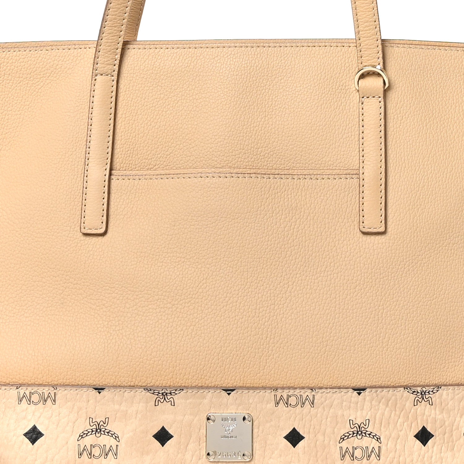 MCM Calfskin Visetos Anya Shopper Tote Beige 7 of 11
