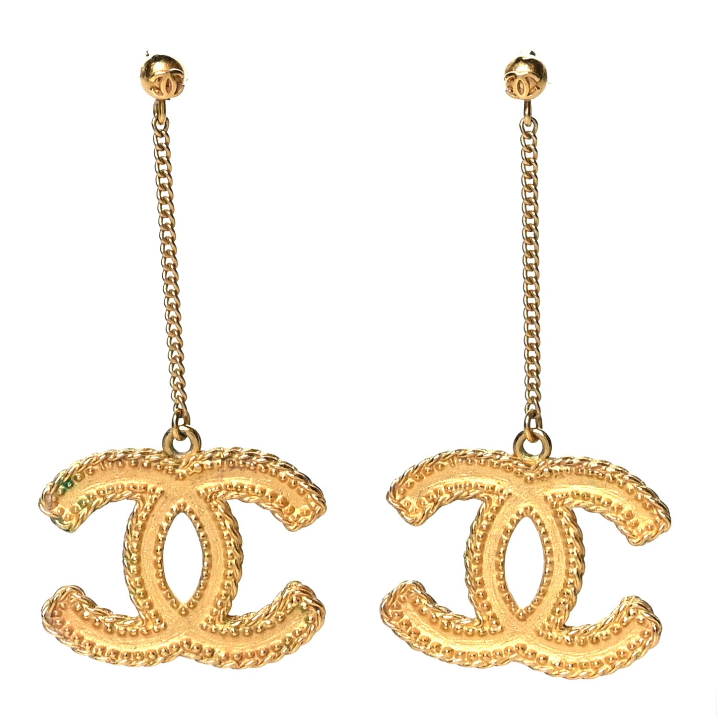 CC Drop Earrings Matte Gold