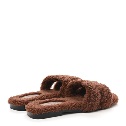 Hermes Woolskin Oran Sandals 36 Cognac 4 of 8