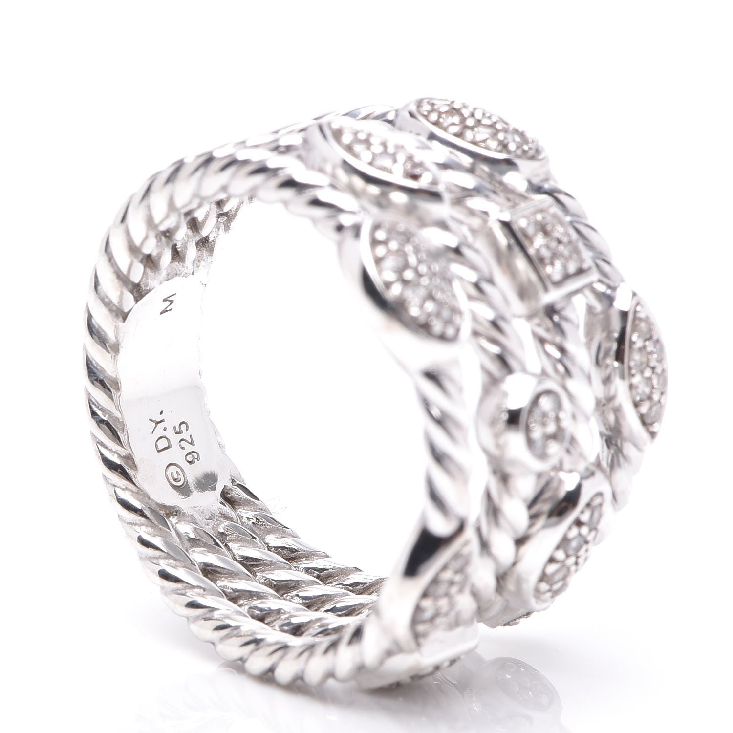 David Yurman Sterling Silver Diamond Confetti 4 Row Ring 52 6 4 of 4