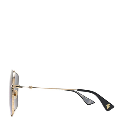 Gucci Metal Rectangular Frame Sunglasses GG0414S Gold Multicolor 3 of 8