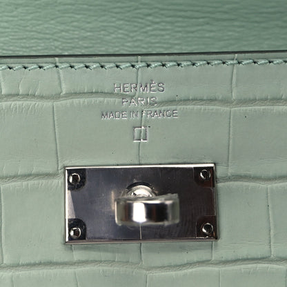 Hermes Matte Alligator Kelly Wallet To Go Vert D Eau 6 of 9