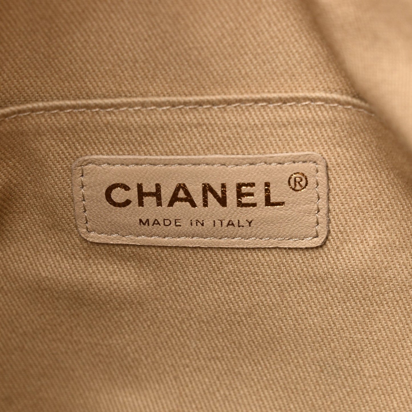 Caviar Stitched Shopping Tote Beige