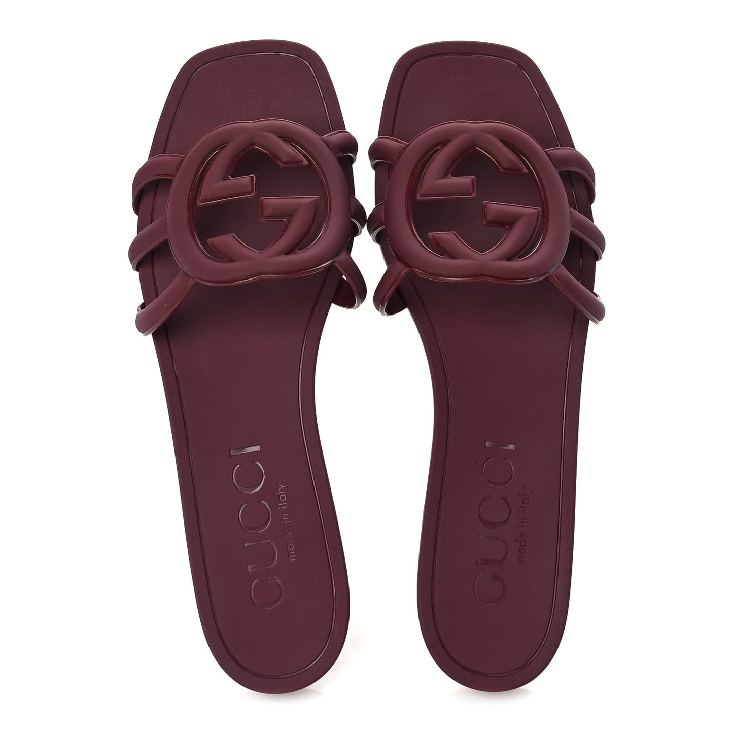 Rubber Interlocking G Womens Slide Sandals 39  Rosso Ancora