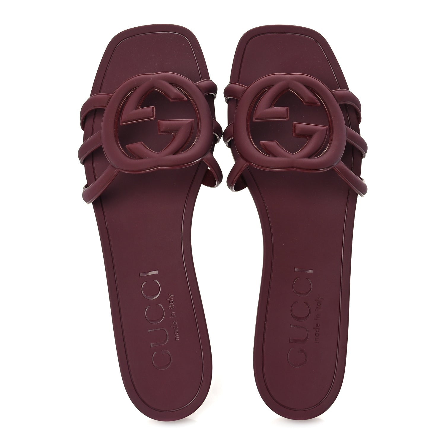 Gucci Rubber Interlocking G Womens Slide Sandals 39  Rosso Ancora 6 of 8