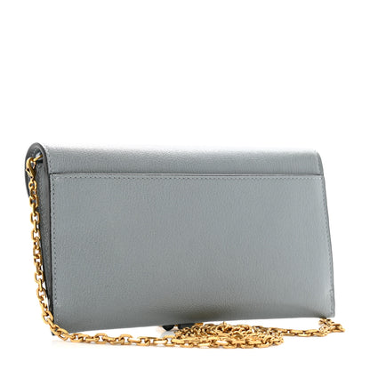 Christian Dior Goatskin Saddle Chain Wallet Pouch Cloud Blue 4 of 11