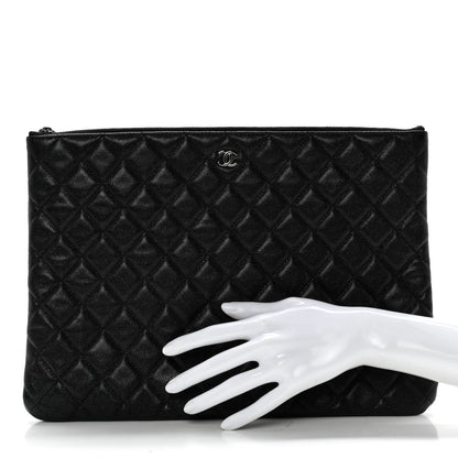 Chanel Iridescent Caviar Quilted Large Cosmetic Case Black 2 of 9