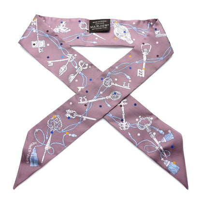 Hermes Silk Les Cles A Pois Twilly Marron Glace Gris 1 of 4