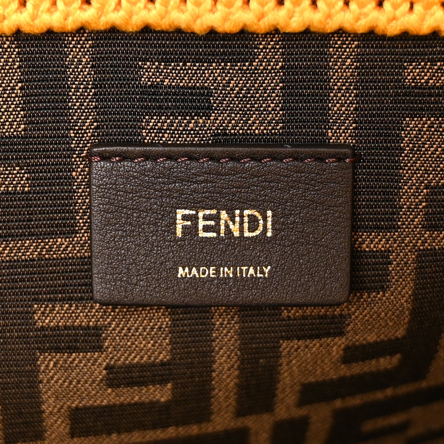 Fendi Crochet Vitello King Logo Plexiglass Medium  Sunshine Shopper Tote Mimosa Panna 5 of 8