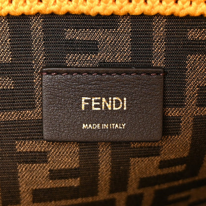 Fendi Crochet Vitello King Logo Plexiglass Medium  Sunshine Shopper Tote Mimosa Panna 5 of 8