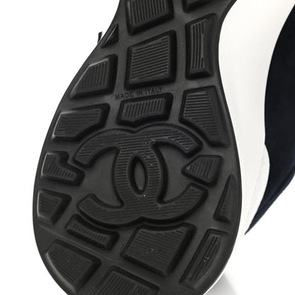 Chanel Suede Perforated Womens CC Sneakers 35.5 Navy White 6 of 8