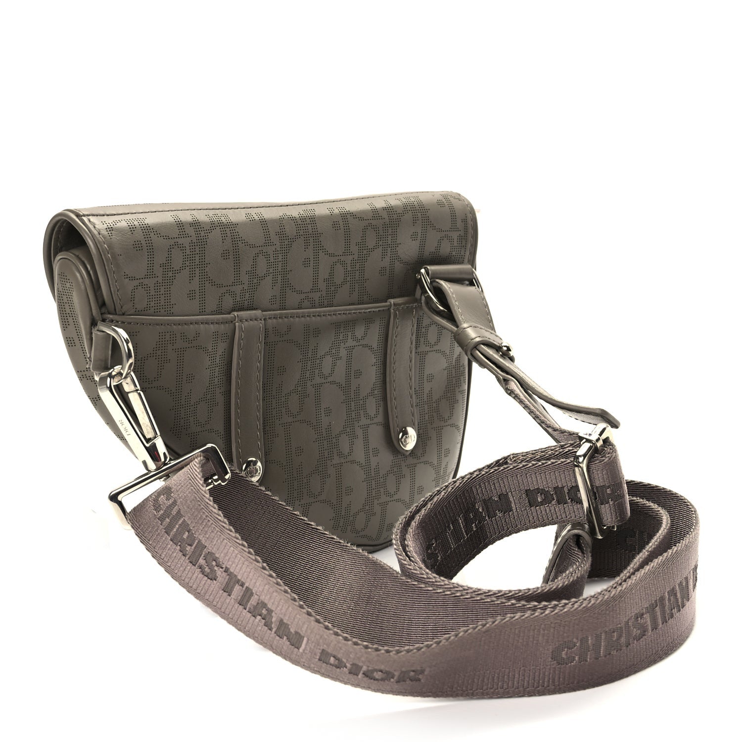 Christian Dior Calfskin Oblique Galaxy Perforated Mens Mini Saddle Bag Marron 2 of 10