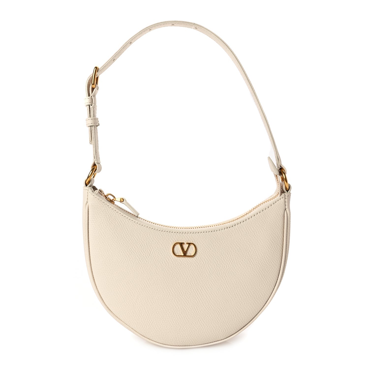 Valentino Garavani Grainy Calfskin Mini Vlogo Signature Hobo Bag Light Ivory 1 of 8
