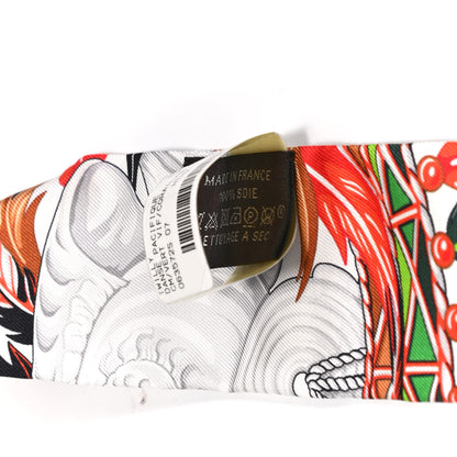 Hermes Silk La Danse Pacifique Twilly Vert Vif Corail 4 of 4