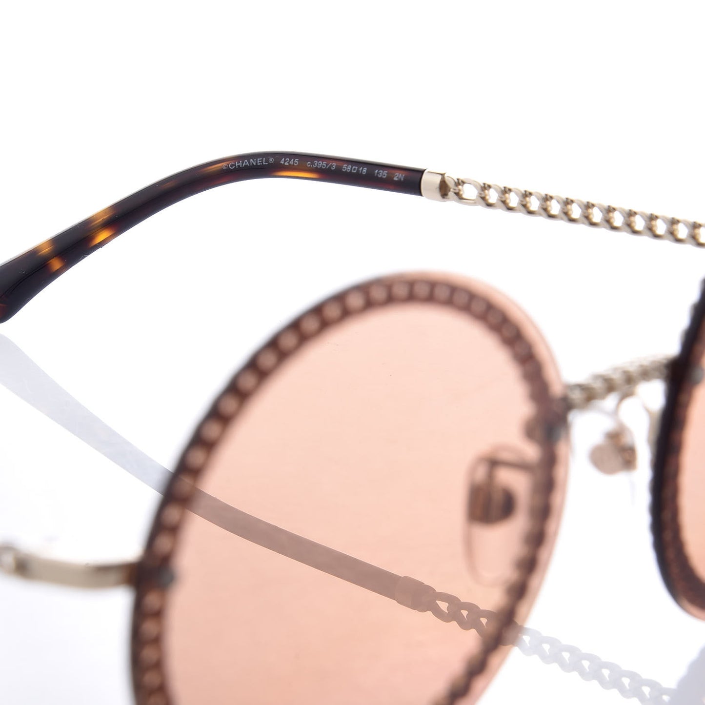 Round Removable Triple Hanging Chain Sunglasses 4245 Light Brown