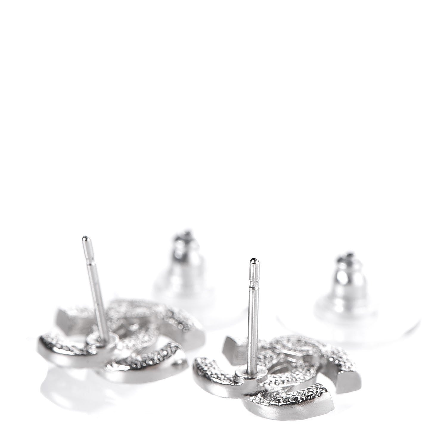 Chanel Crystal CC Earrings Silver 3 of 5