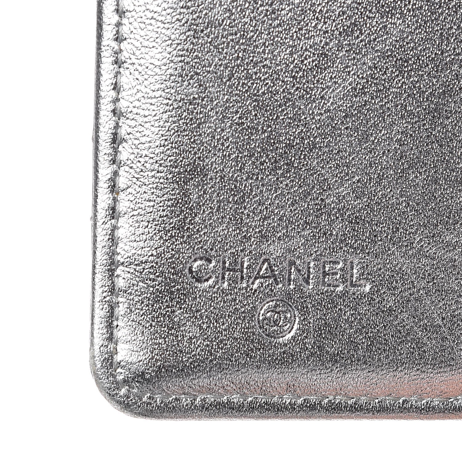 Chanel Metallic Calfskin Quilted Yen Wallet Dark Silver 6 of 13