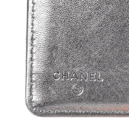 Chanel Metallic Calfskin Quilted Yen Wallet Dark Silver 6 of 13