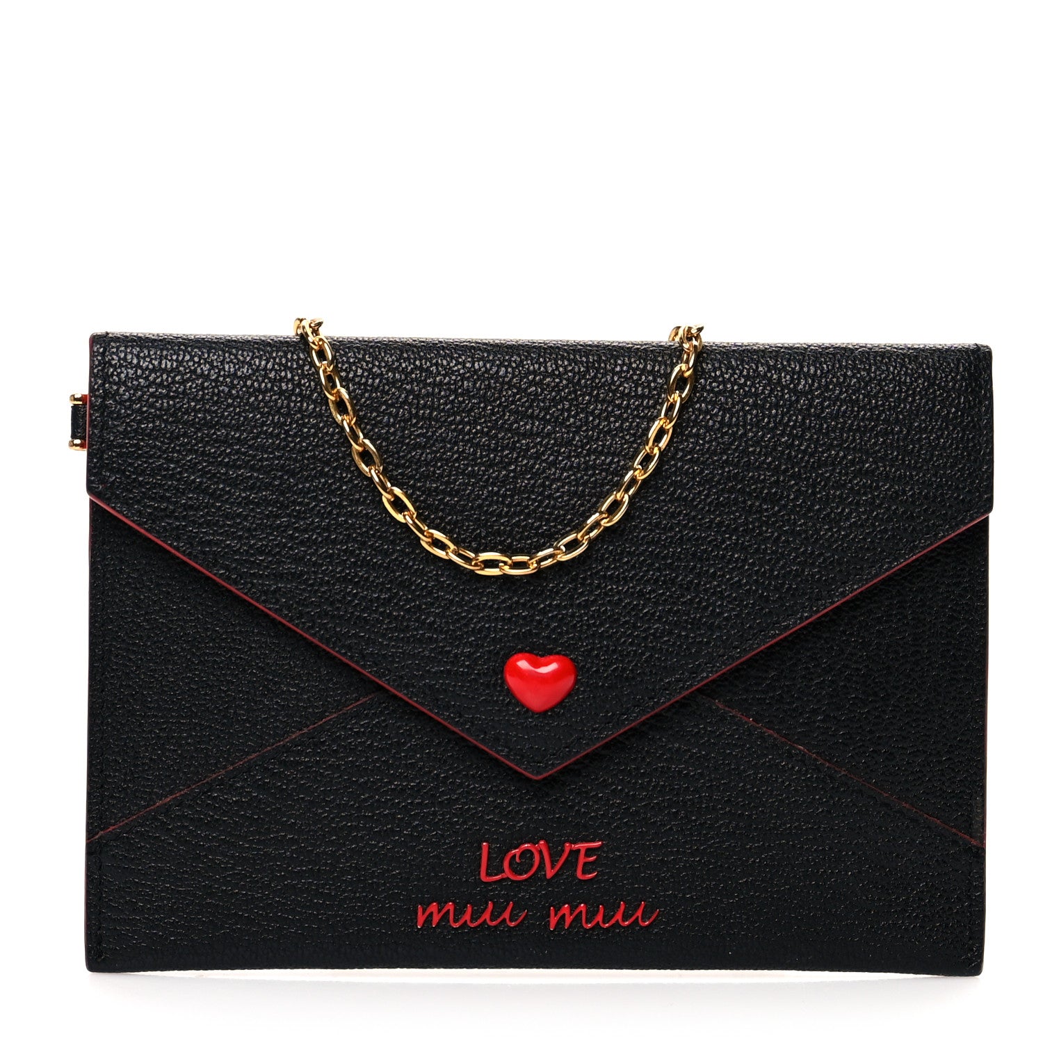 Miu Miu Goatskin Madras Love Wristlet Pouch Black 1 of 7