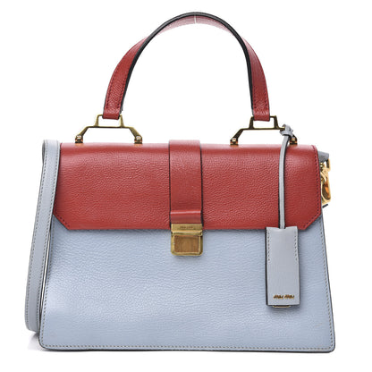 Miu Miu Goatskin Madras Top Handle Bag Rosso Cielo 1 of 10