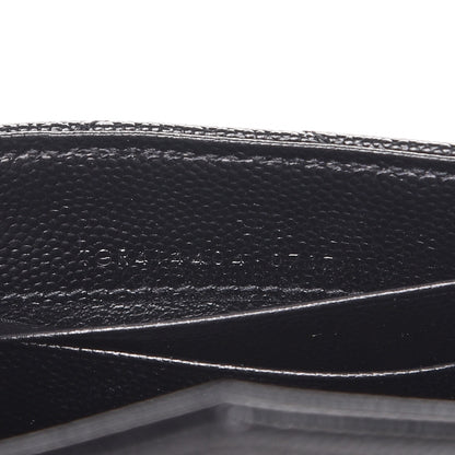 Saint Laurent Grain De Poudre Matelasse Chevron Small Monogram Envelope Wallet Black 7 of 8
