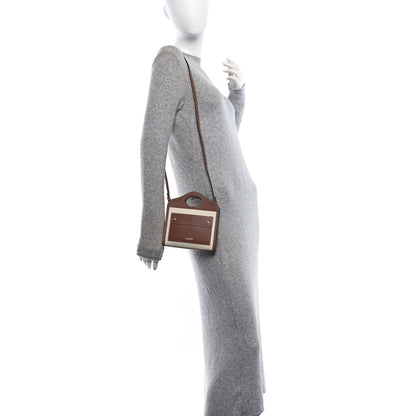 Burberry Smooth Calfskin Canvas Tone Micro Pocket Bag Malt Brown Tan 2 of 7